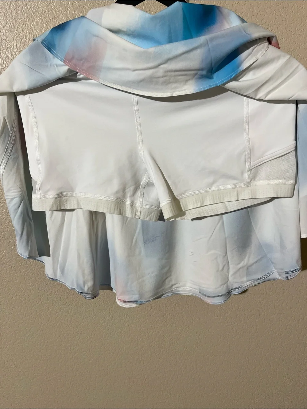 lululemon athletica White Skater Skirt with Blue and Pink Watercolor Print